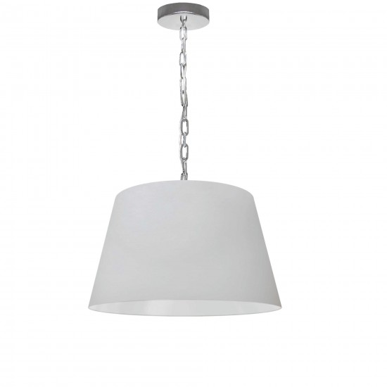 1 Light Brynn Small Pendant, White Shade, Polished Chrome