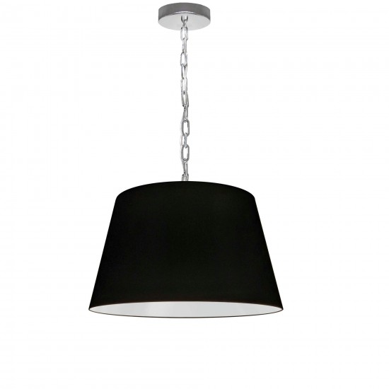 1 Light Brynn Small Pendant, Black Shade, Polished Chrome