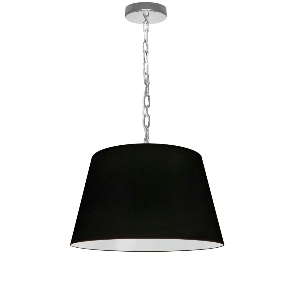 1 Light Brynn Small Pendant, Black Shade, Polished Chrome