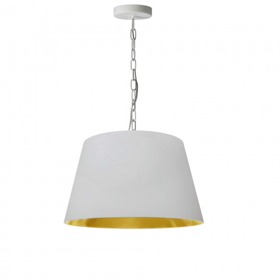 1 Light Brynn Small Pendant, White/Gold Shade, White