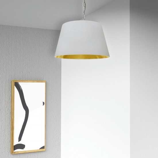 1 Light Brynn Small Pendant, White/Gold Shade, White