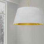 1 Light Brynn Extra Large Pendant, White/Gold Shade, Aged Brass