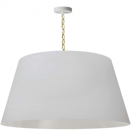 1 Light Brynn Extra Large Pendant, White Shade, Aged Brass