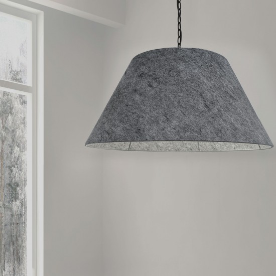 1 Light X-Large Brynn Black Pendant w/ Grey Felt