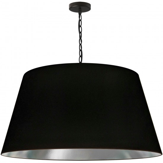 1 Light Brynn Extra Large Pendant, Black/Silver Shade, Black