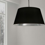 1 Light Brynn Extra Large Pendant, Black/Silver Shade, Black