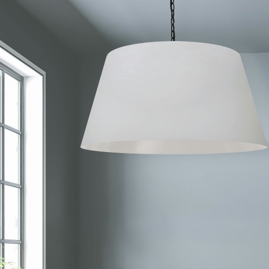 1 Light Brynn Extra Large Pendant, White Shade, Black