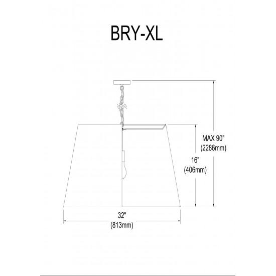 1 Light Brynn X-Large Pendant, Black/Silver Shade, Polished Chrome