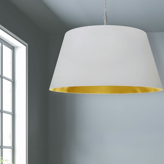 1 Light Brynn X-Large Pendant, White/Gold Shade, White