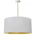 1 Light Large Braxton Aged Brass Pendant w/ White/Gold Shade