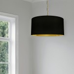 1 Light Large Braxton Aged Brass Pendant w/ Black/Gold Shade