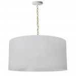 1 Light Large Braxton Aged Brass Pendant w/ White Shade