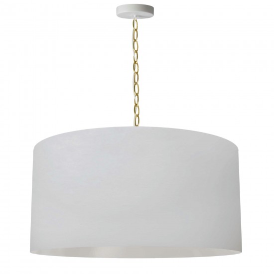 1 Light Large Braxton Aged Brass Pendant w/ White Shade