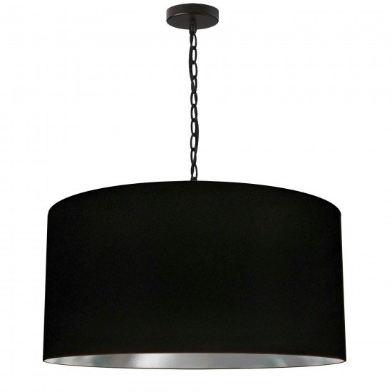 1 Light Large Braxton Black Pendant w/ Black/Silver Shade