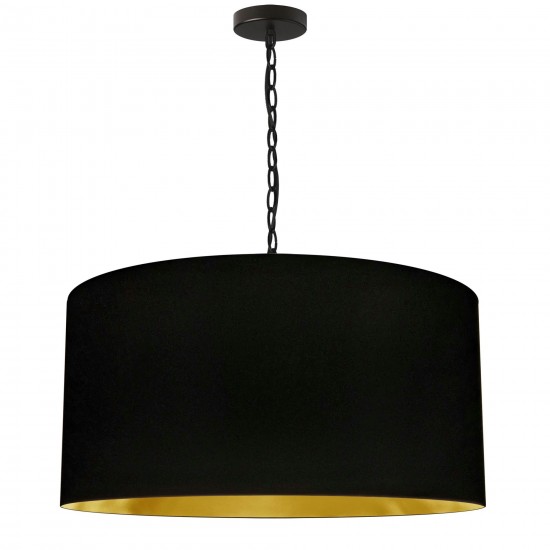 1 Light Large Braxton Black Pendant w/ Black/Gold Shade