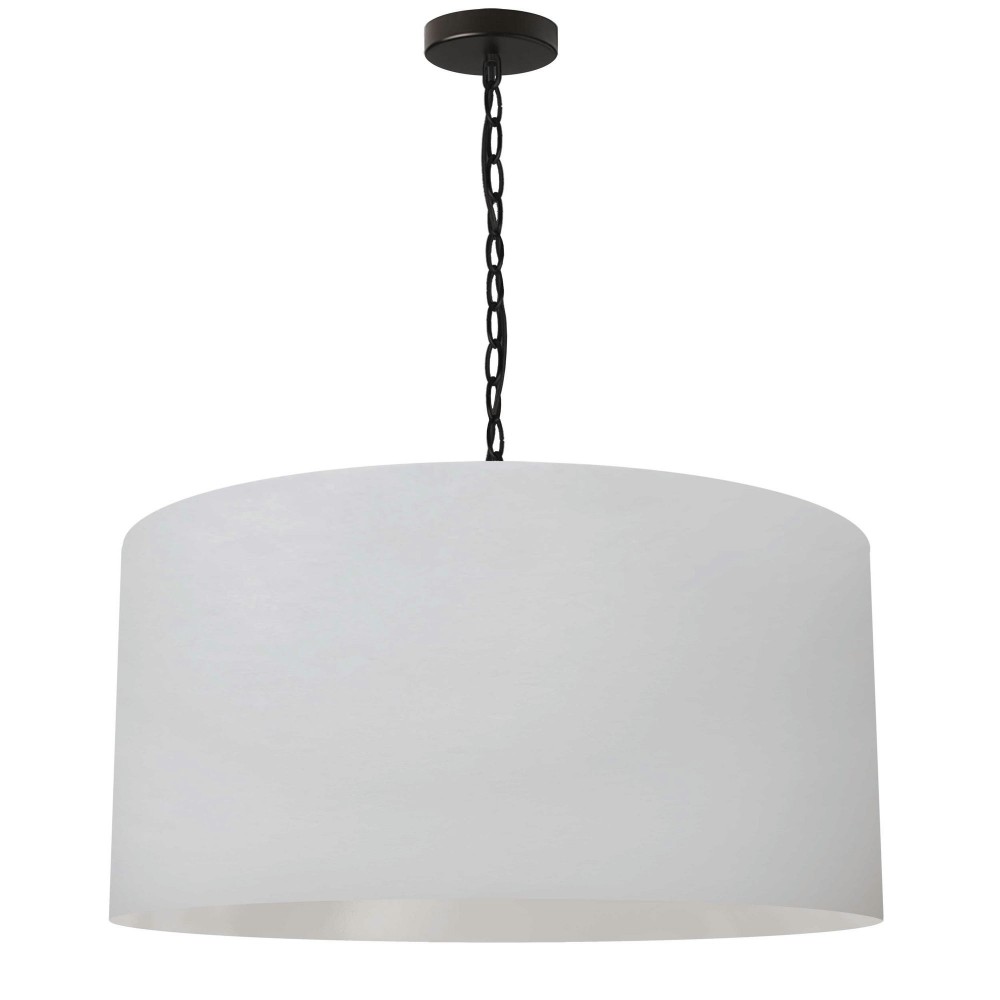 1 Light Large Braxton Black Pendant w/ White Shade