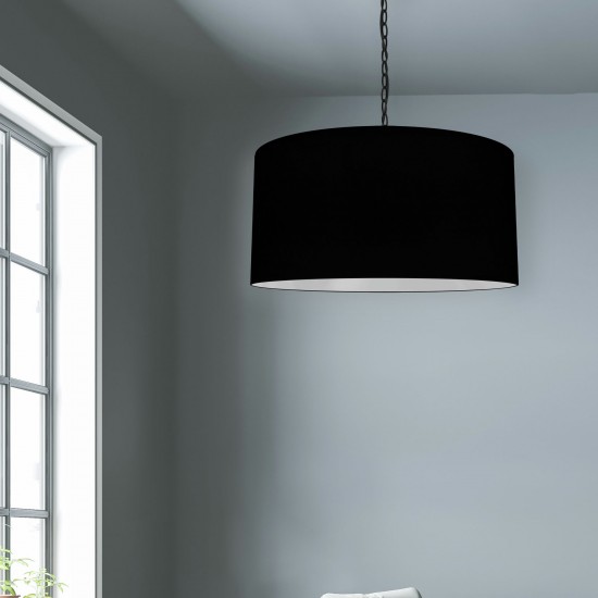 1 Light Large Braxton Black Pendant w/ Black Shade