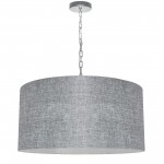 1 Light Large Braxton Polished Chrome Pendant w/ Grey/Clear Shade