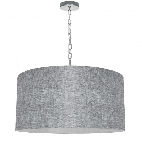 1 Light Large Braxton Polished Chrome Pendant w/ Grey/Clear Shade