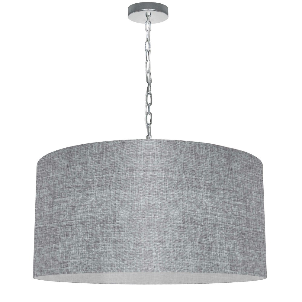 1 Light Large Braxton Polished Chrome Pendant w/ Grey/Clear Shade