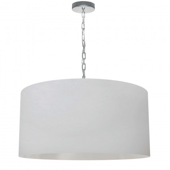 1 Light Large Braxton Polished Chrome Pendant w/ White Shade