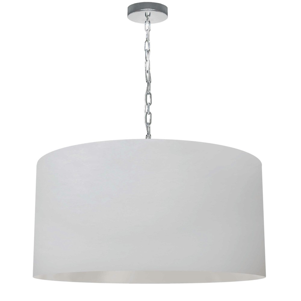 1 Light Large Braxton Polished Chrome Pendant w/ White Shade 1 Light Large Braxton Polished Chrome Pendant w/ White Shade
