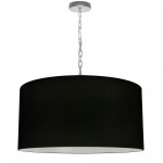 1 Light Large Braxton Polished Chrome Pendant w/ Black Shade