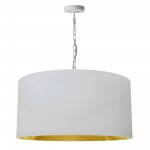 1 Light Large Braxton White Pendant w/ White/Gold Shade