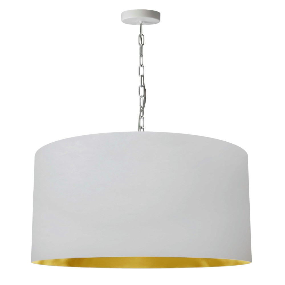 1 Light Large Braxton White Pendant w/ White/Gold Shade