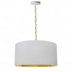 1 Light Medium Braxton Aged Brass Pendant w/ White/Gold Shade