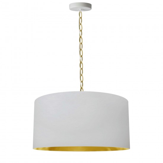 1 Light Medium Braxton Aged Brass Pendant w/ White/Gold Shade