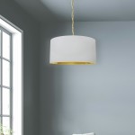 1 Light Medium Braxton Aged Brass Pendant w/ White/Gold Shade