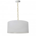 1 Light Medium Braxton Aged Brass Pendant w/ White Shade