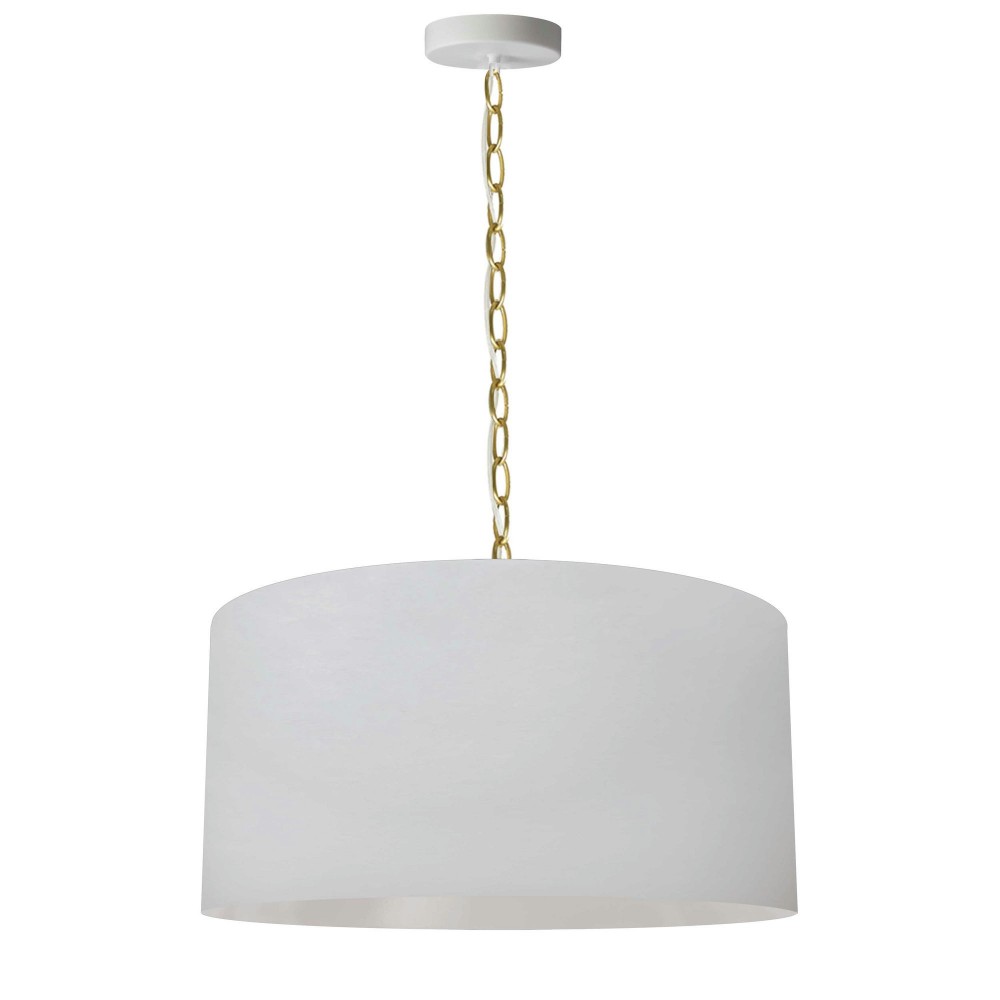 1 Light Medium Braxton Aged Brass Pendant w/ White Shade