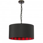 1 Light Medium Braxton Black Pendant w/ Black/Buffalo Check Shade