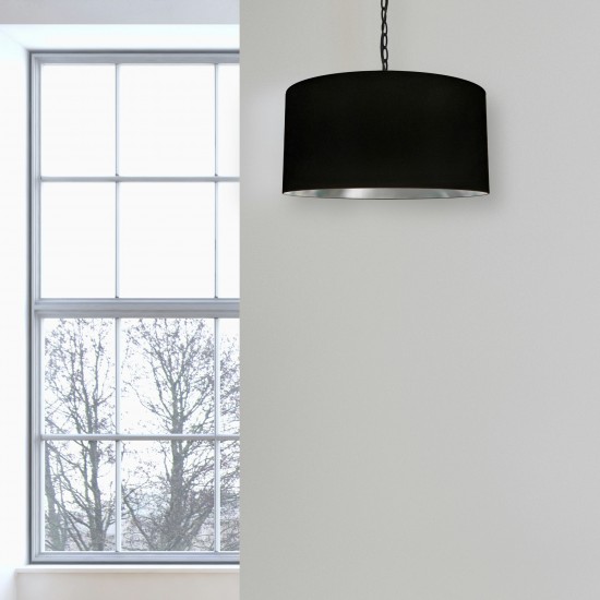 1 Light Medium Braxton Black Pendant w/ Black/Silver Shade