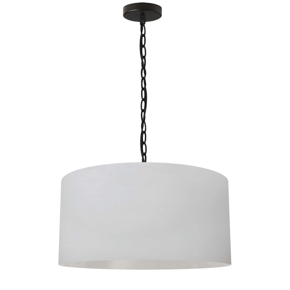 1 Light Medium Braxton Black Pendant w/ White Shade