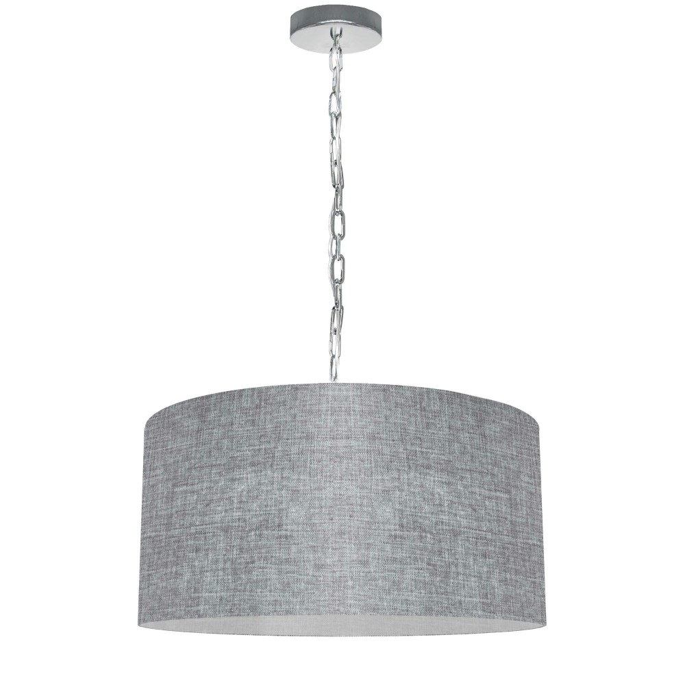 1 Light Medium Braxton Polished Chrome Pendant w/ Grey/Clear Shade 1 Light Medium Braxton Polished Chrome Pendant w/ Grey/Clear Shade