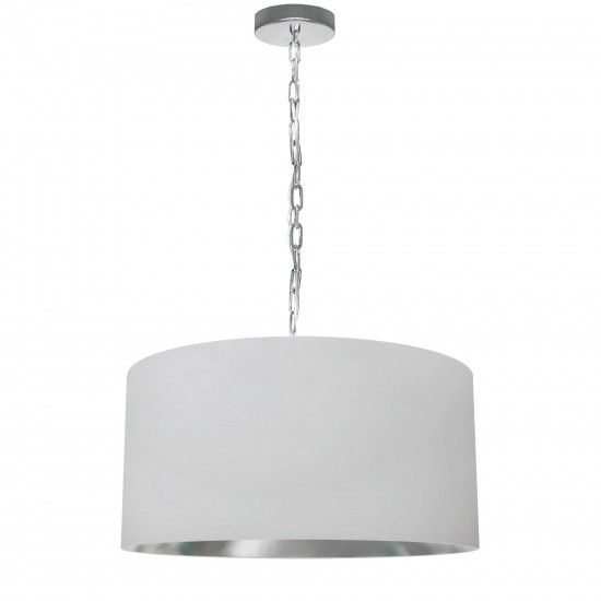 1 Light Medium Braxton Polished Chrome Pendant w/ White/Silver Shade