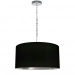 1 Light Medium Braxton Polished Chrome Pendant w/ Black/Silver Shade