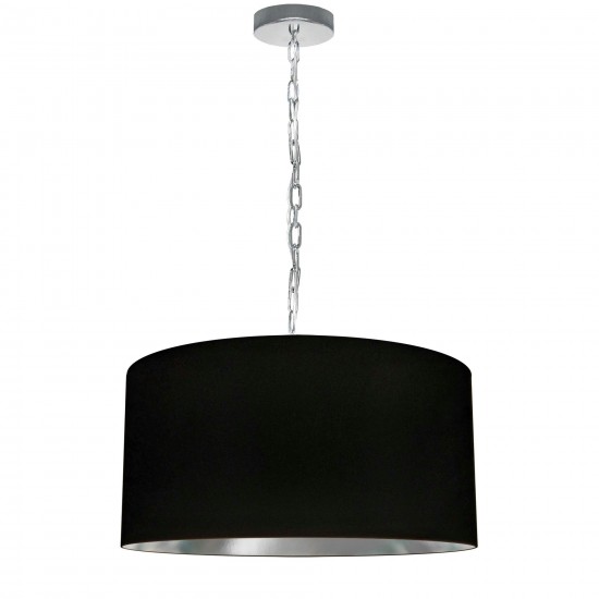 1 Light Medium Braxton Polished Chrome Pendant w/ Black/Silver Shade