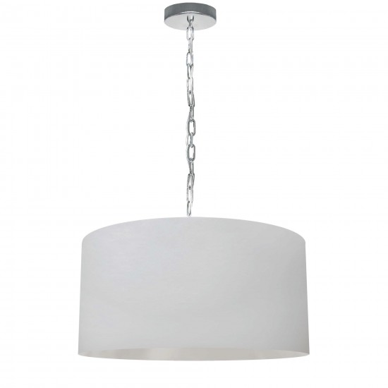 1 Light Medium Braxton Polished Chrome Pendant w/ White Shade