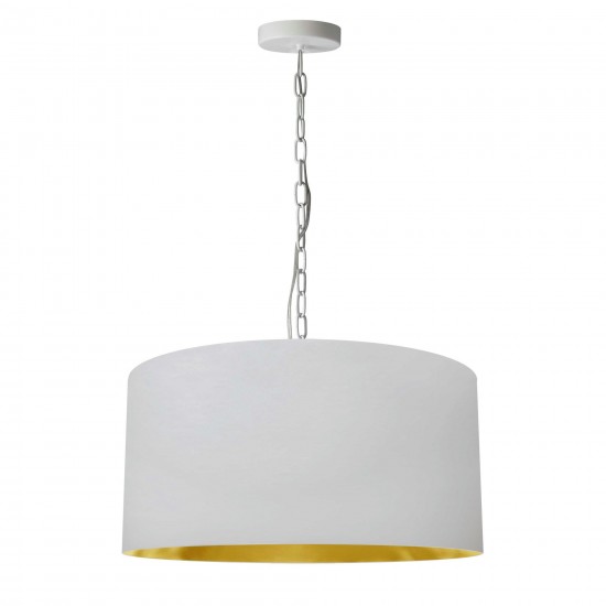 1 Light Medium Braxton White Pendant w/ White/Gold Shade