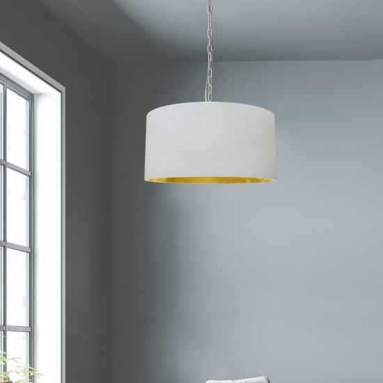 1 Light Medium Braxton White Pendant w/ White/Gold Shade