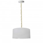 1 Light Small Braxton Aged Brass Pendant w/ White Shade
