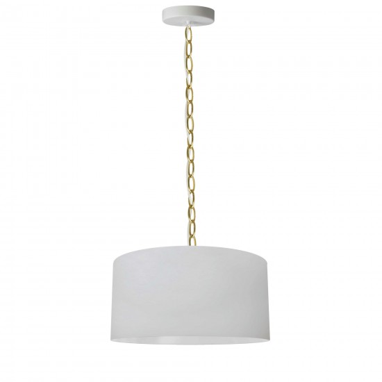 1 Light Small Braxton Aged Brass Pendant w/ White Shade