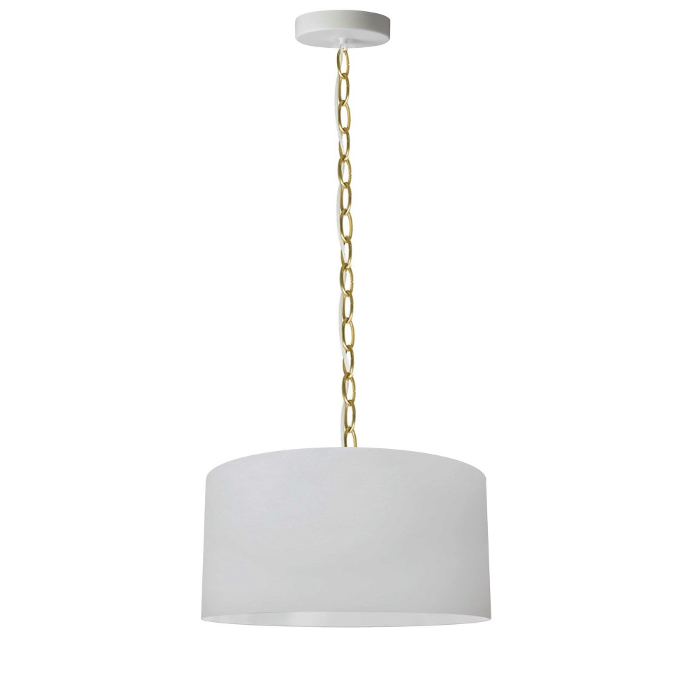 1 Light Small Braxton Aged Brass Pendant w/ White Shade 1 Light Small Braxton Aged Brass Pendant w/ White Shade