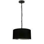 1 Light Small Braxton Black Pendant w/ Black/Silver Shade