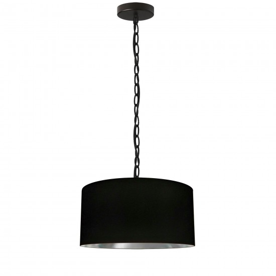 1 Light Small Braxton Black Pendant w/ Black/Silver Shade