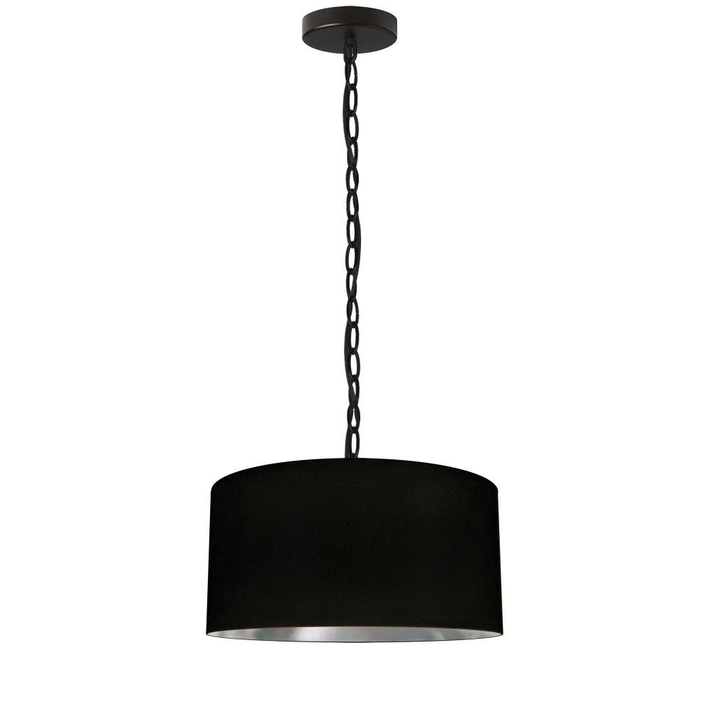 1 Light Small Braxton Black Pendant w/ Black/Silver Shade 1 Light Small Braxton Black Pendant w/ Black/Silver Shade